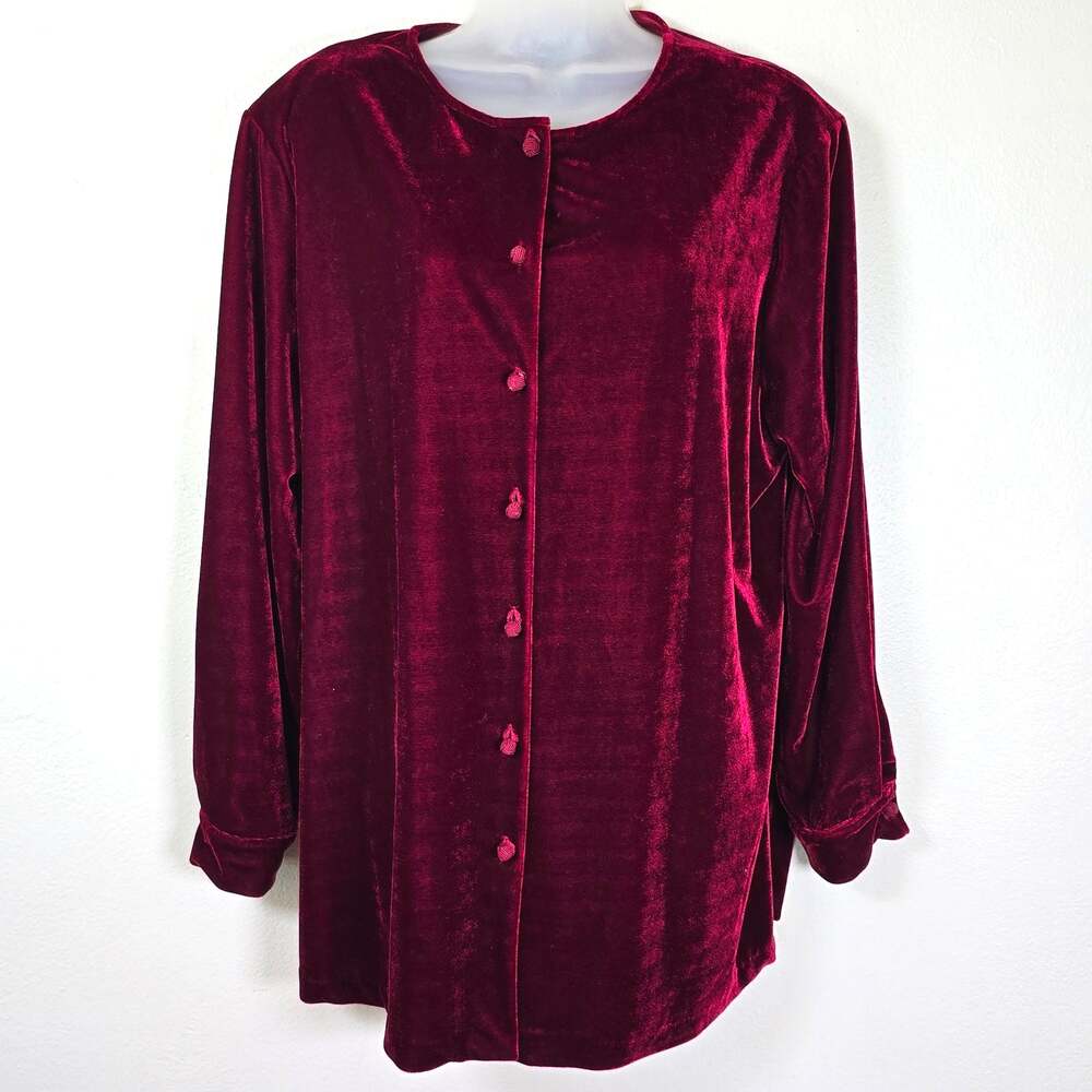 Vintage Anne Carson Velvet Top Women's 1X Red Asian Dark Romantic Whimsigoth